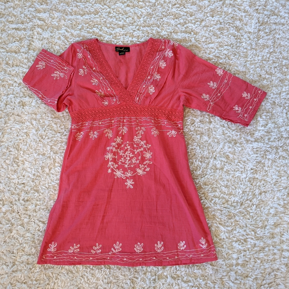 Beach By Exist Coral w/Embroidery Dress Size Large